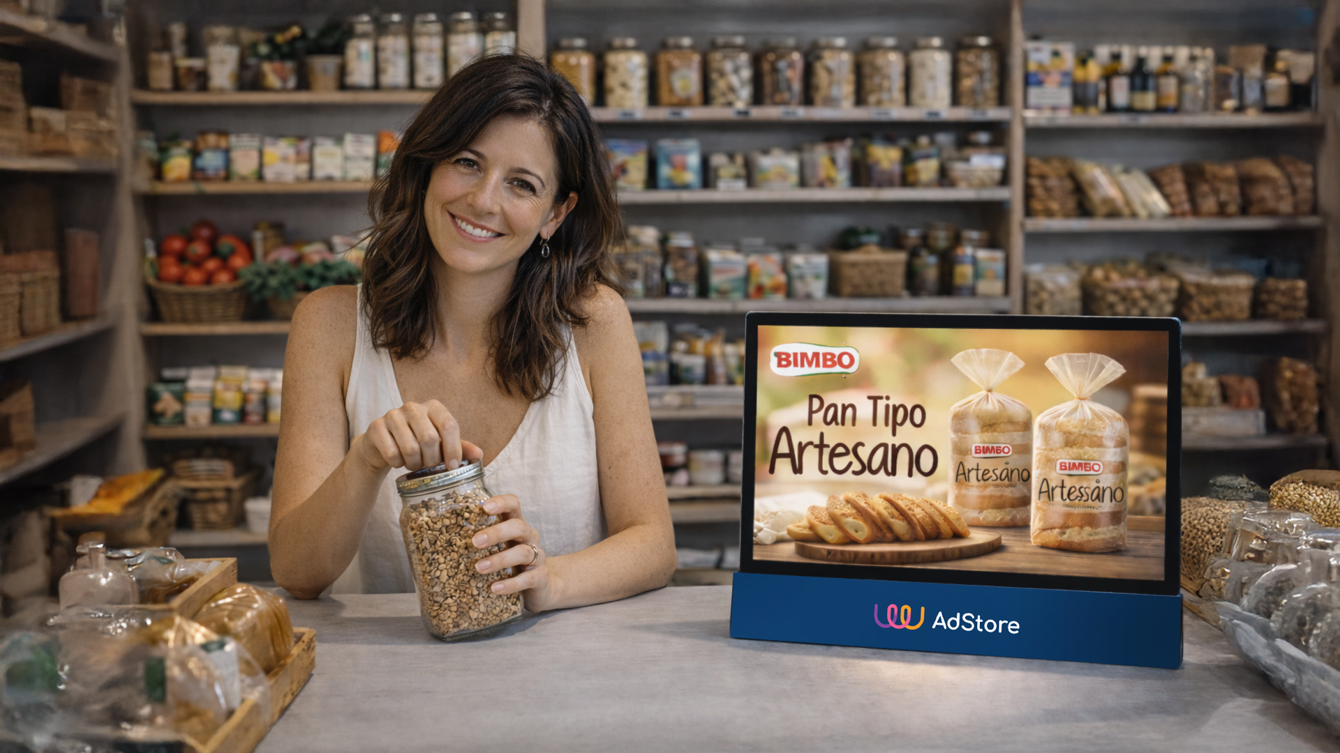 Publicidad AdStore en almacén