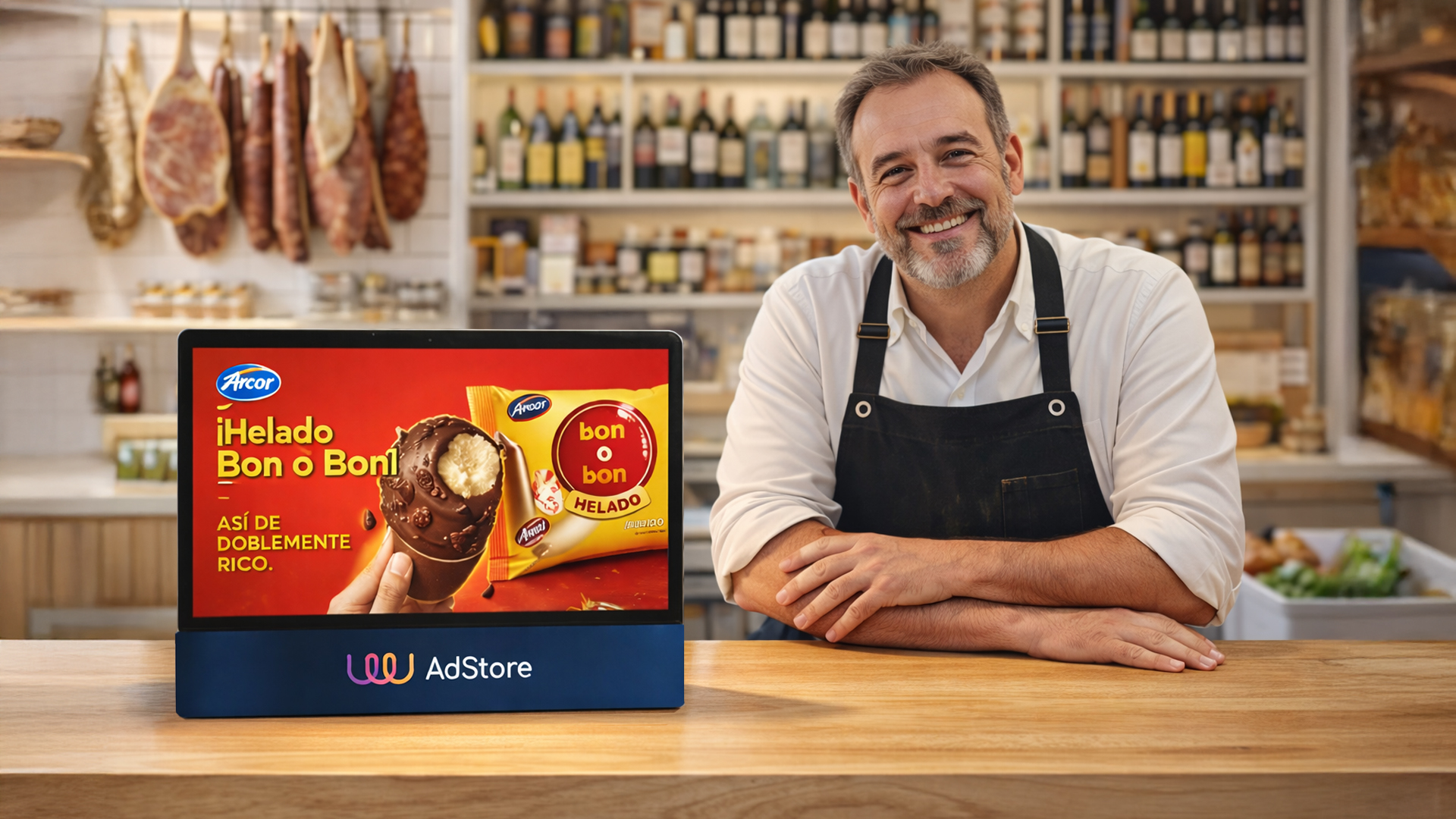 Publicidad AdStore en local de picadas